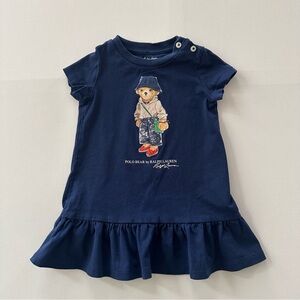 Ralph Lauren 6 Months Baby Girl Polo Bear Navy Blue Dress Spring Summer